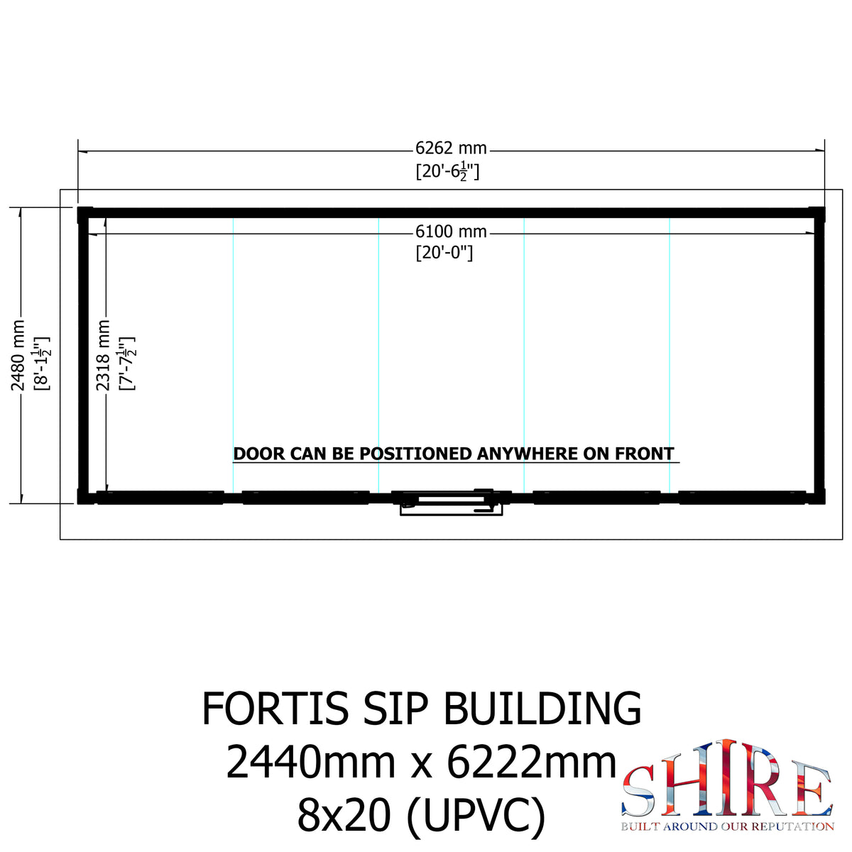 Fortis 20x8ft Style C Left Hand Hung Door, Door in High Side, Window in High Side