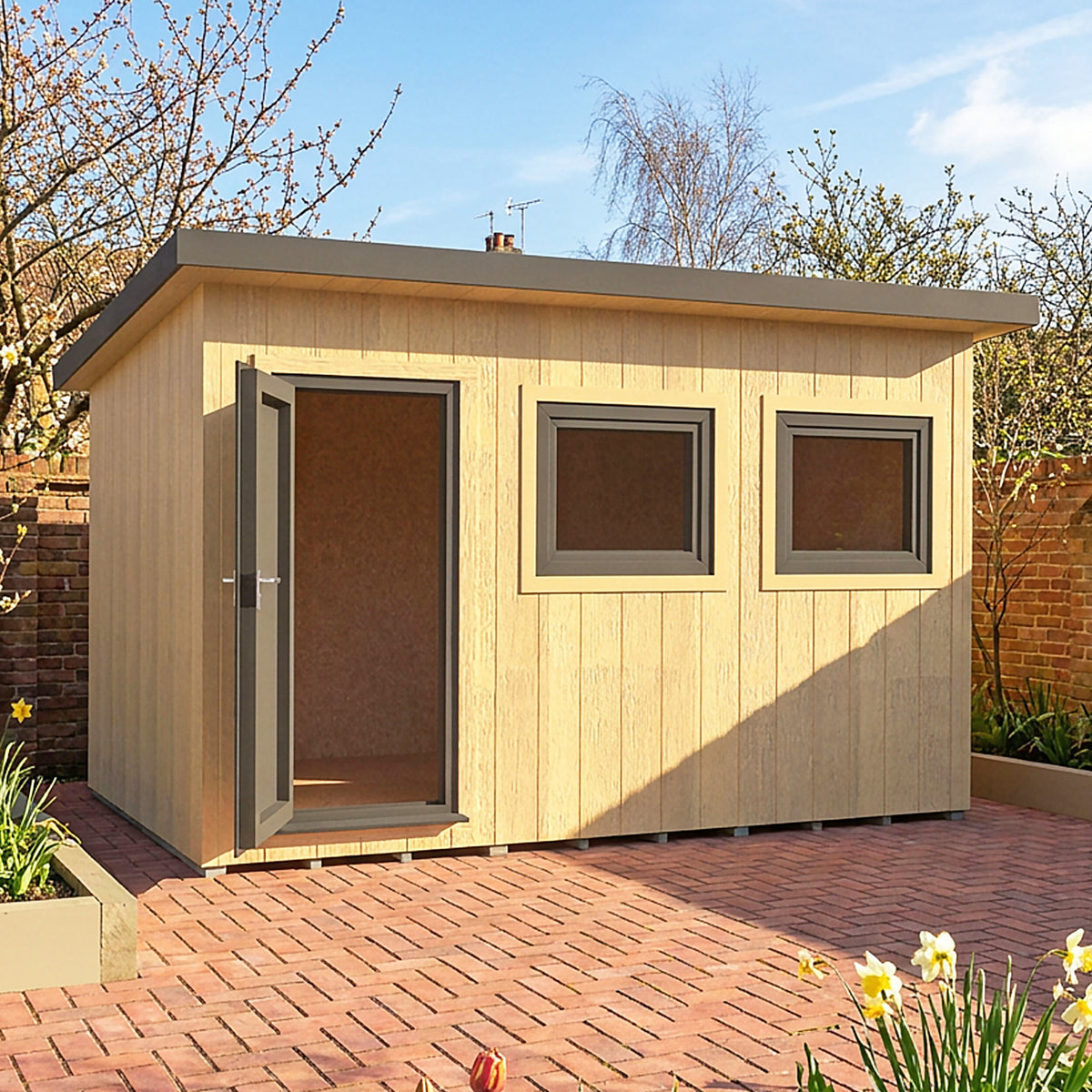 Fortis 12x8ft Style D Left Hand Hung Door, Door in High Side, Window in High Side