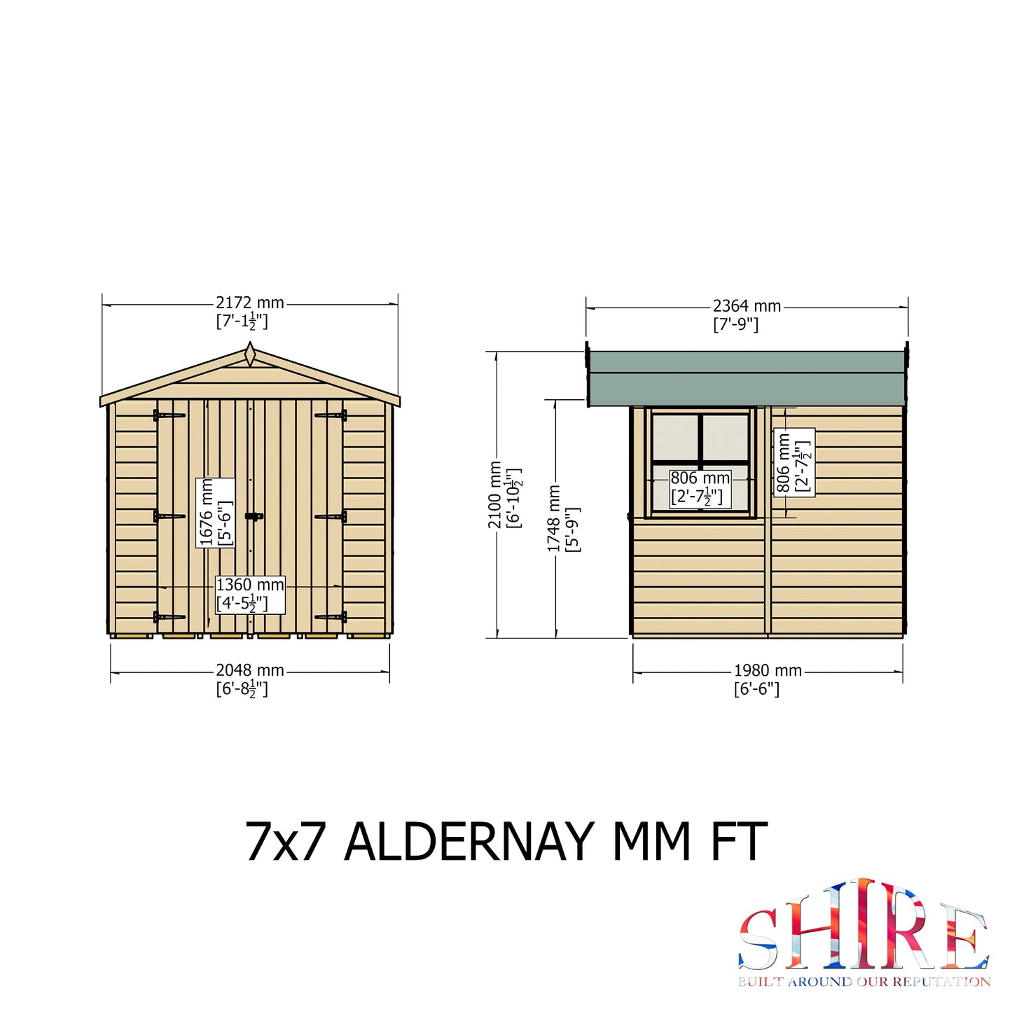 Alderney 7 x 7 Shiplap Apex Shed