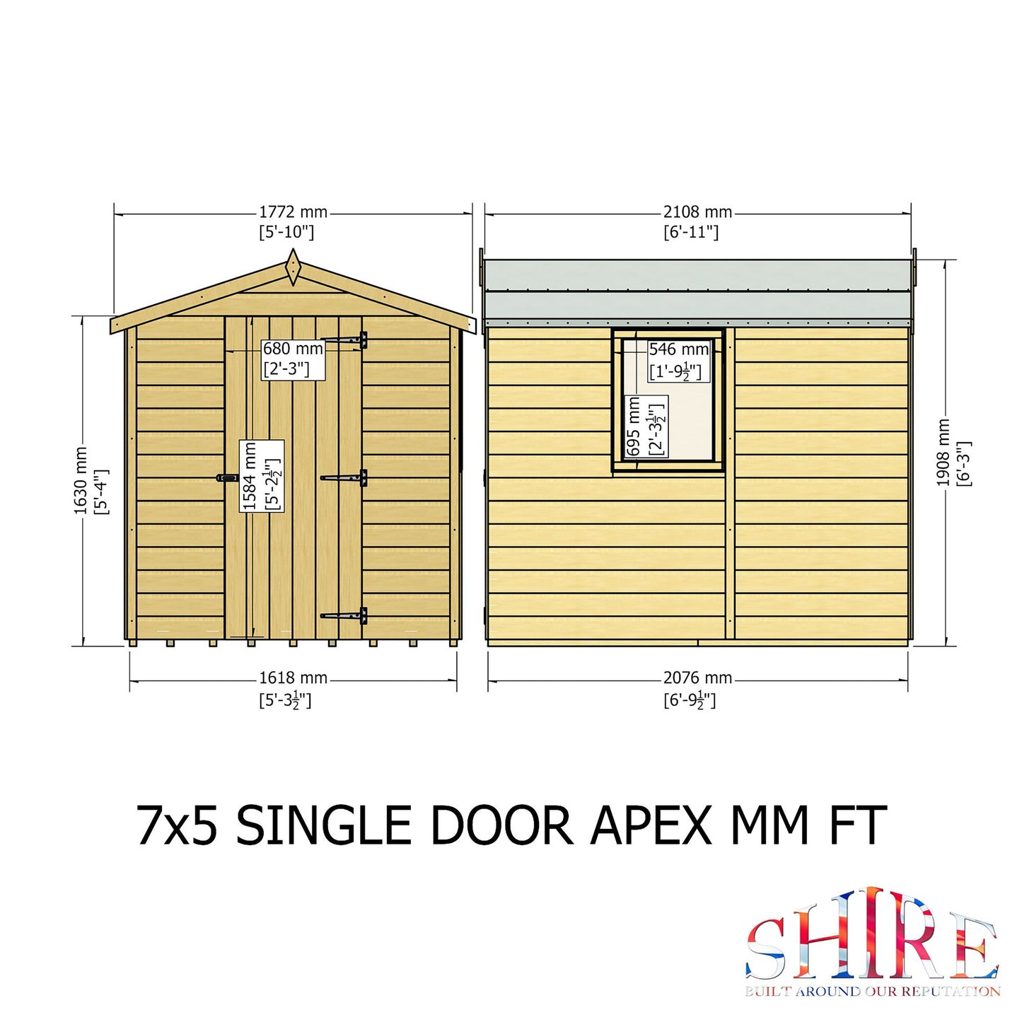 Shiplap 7 x 5 Shiplap Apex Shed