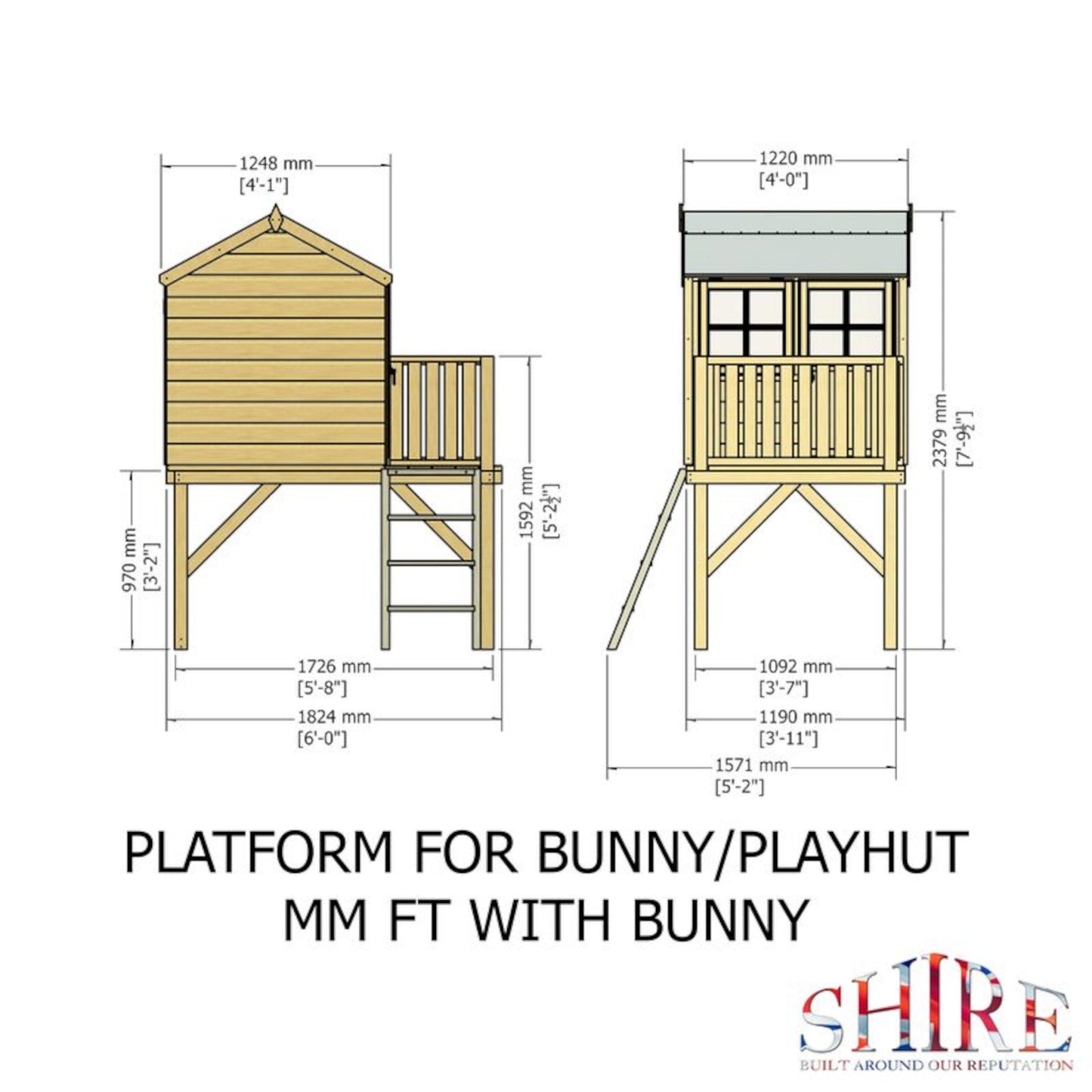 Bunny With Platfom 6x4 Playhouse