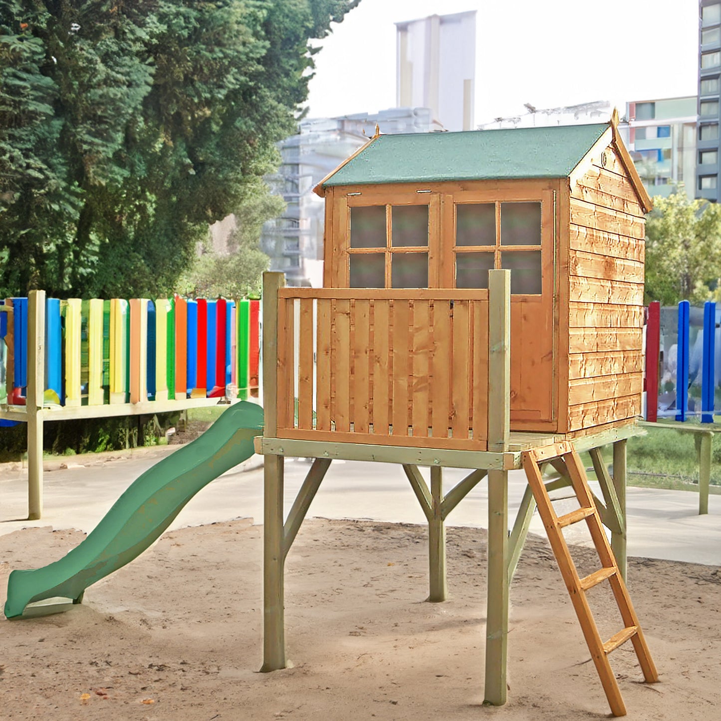 Bunny with Platfom and Slide 6x4 Playhouse
