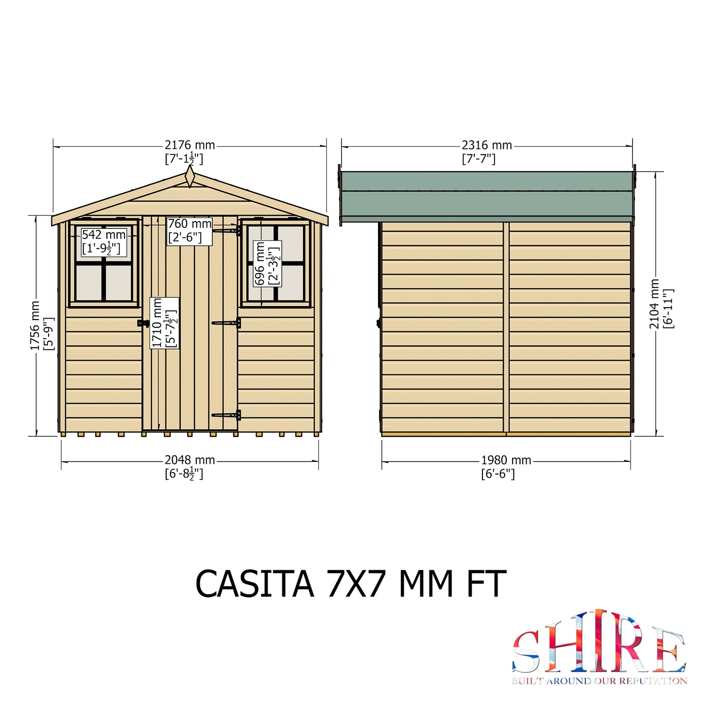 Casita 7x7 Shiplap Apex Shed