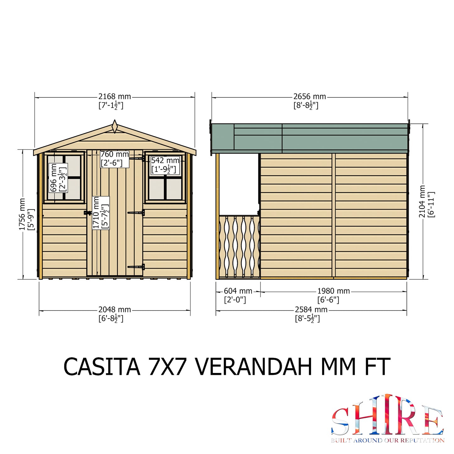 Casita with Verandah Shiplap Apex Shed