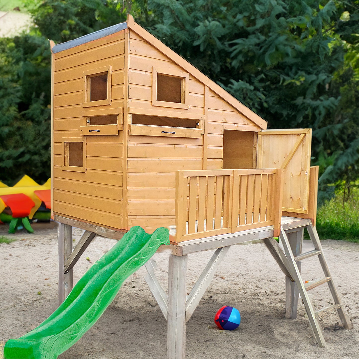Command Post Playhouse with Platform and Slide
