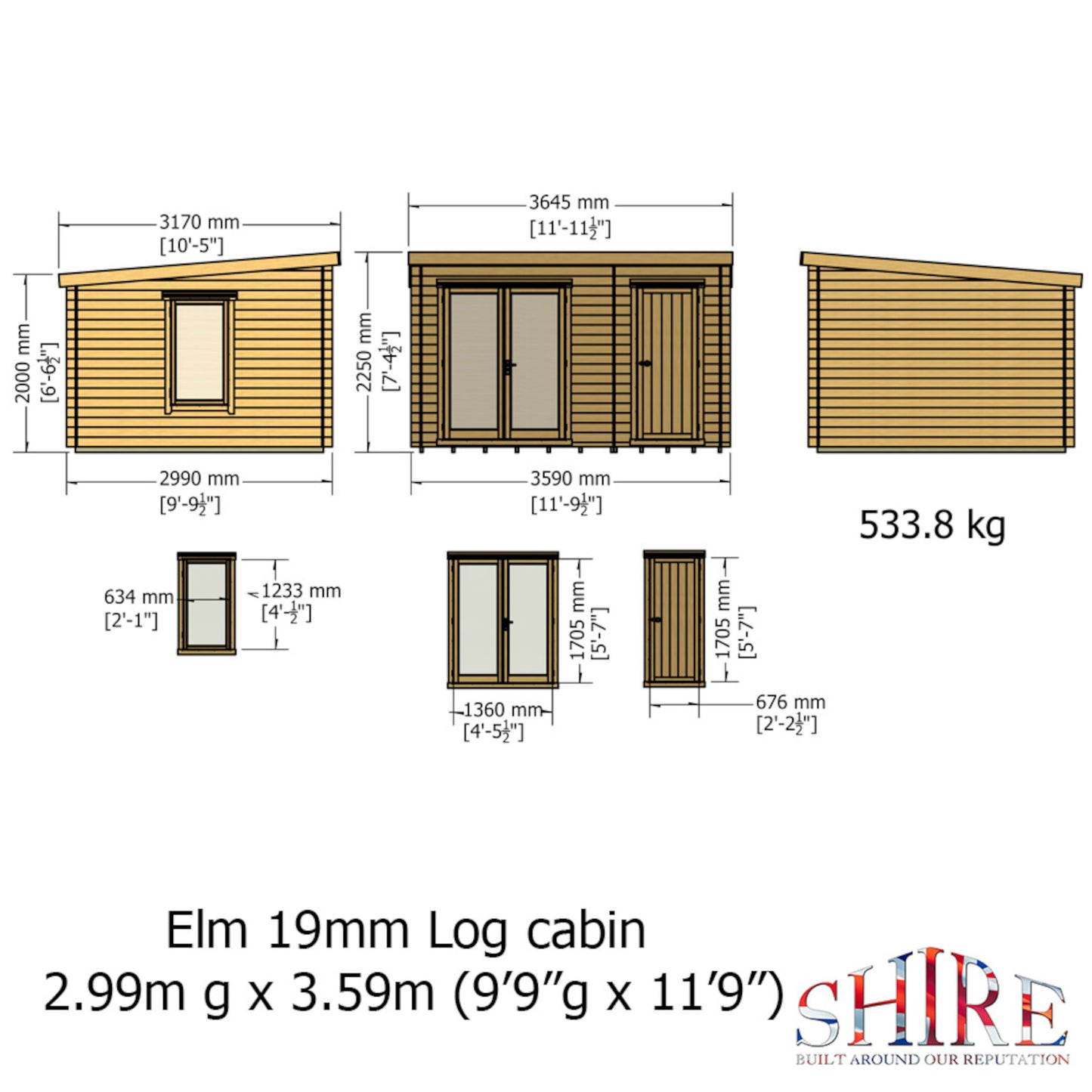 Elm Log Cabin with storage 10x12