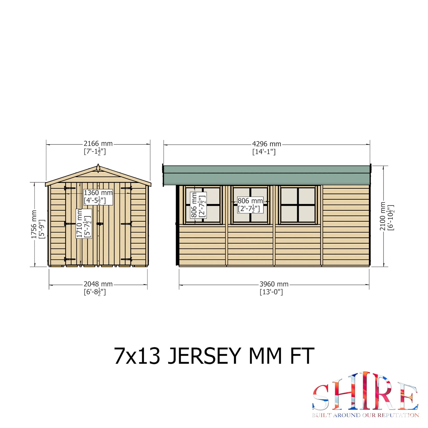 Jersey 7 x 13 Shiplap Apex Shed