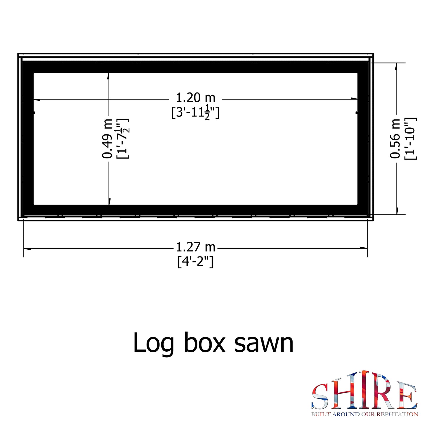 Pressure Treated Log Box in Sawn Finish
