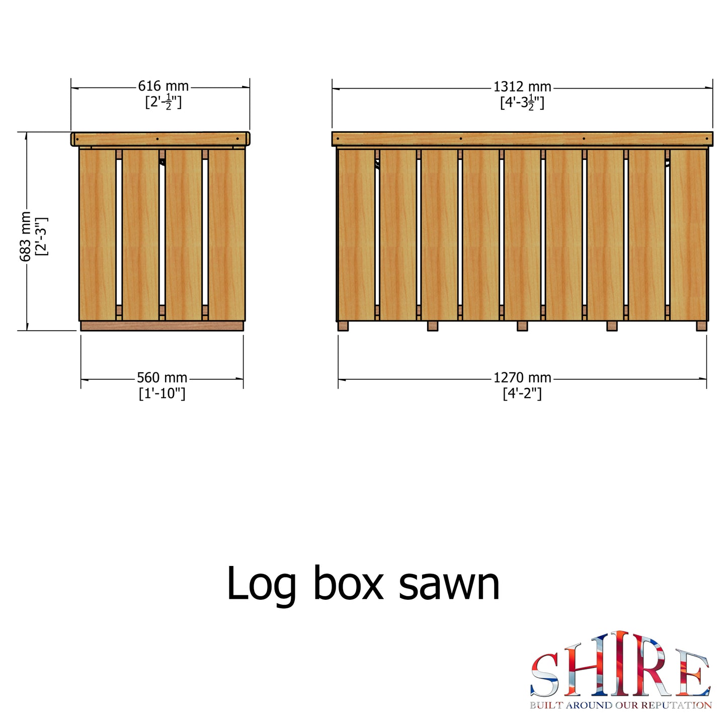Pressure Treated Log Box in Sawn Finish
