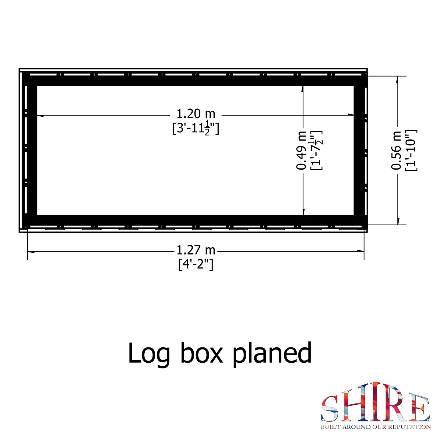 Pressure Treated Log Box in Planed Finish