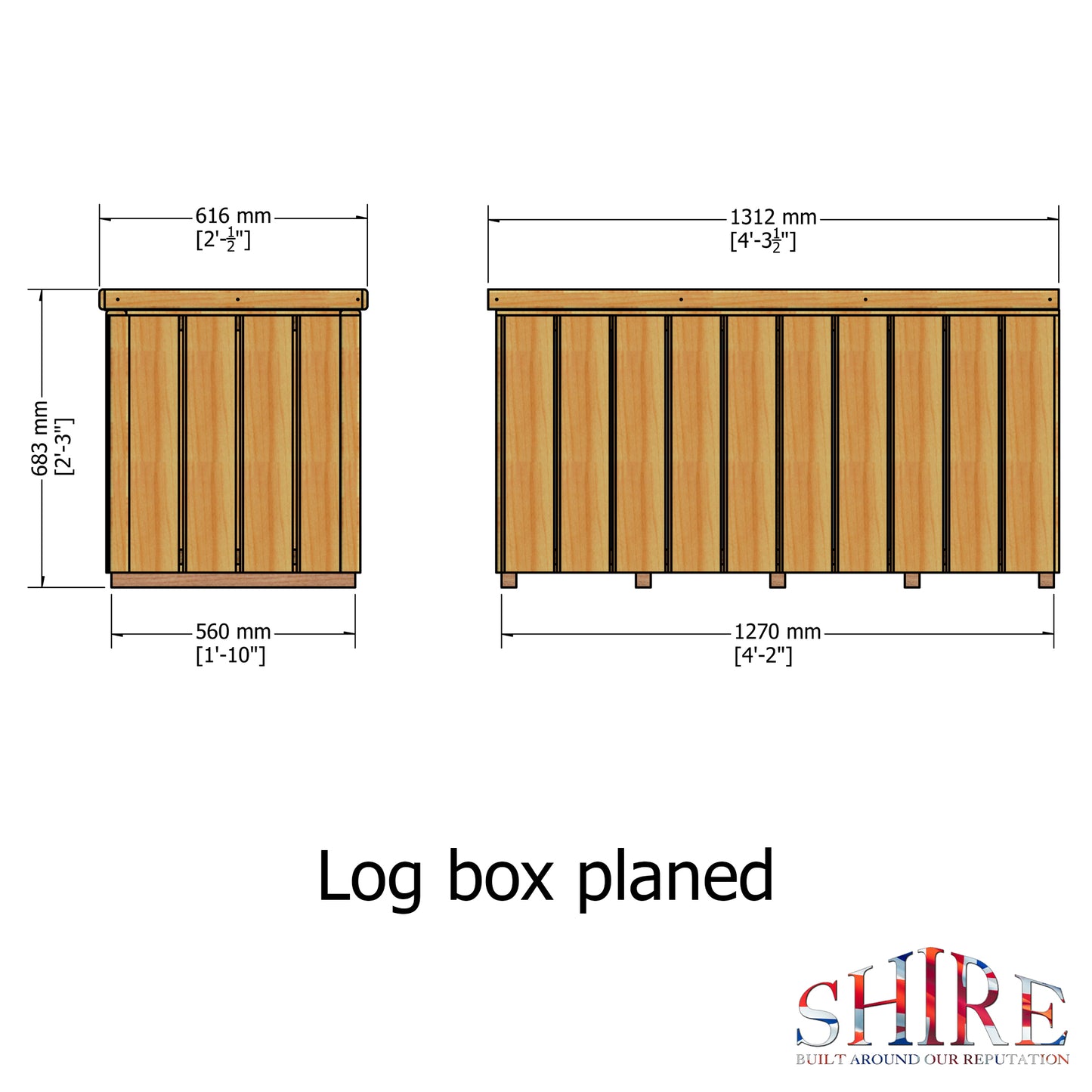 Pressure Treated Log Box in Planed Finish
