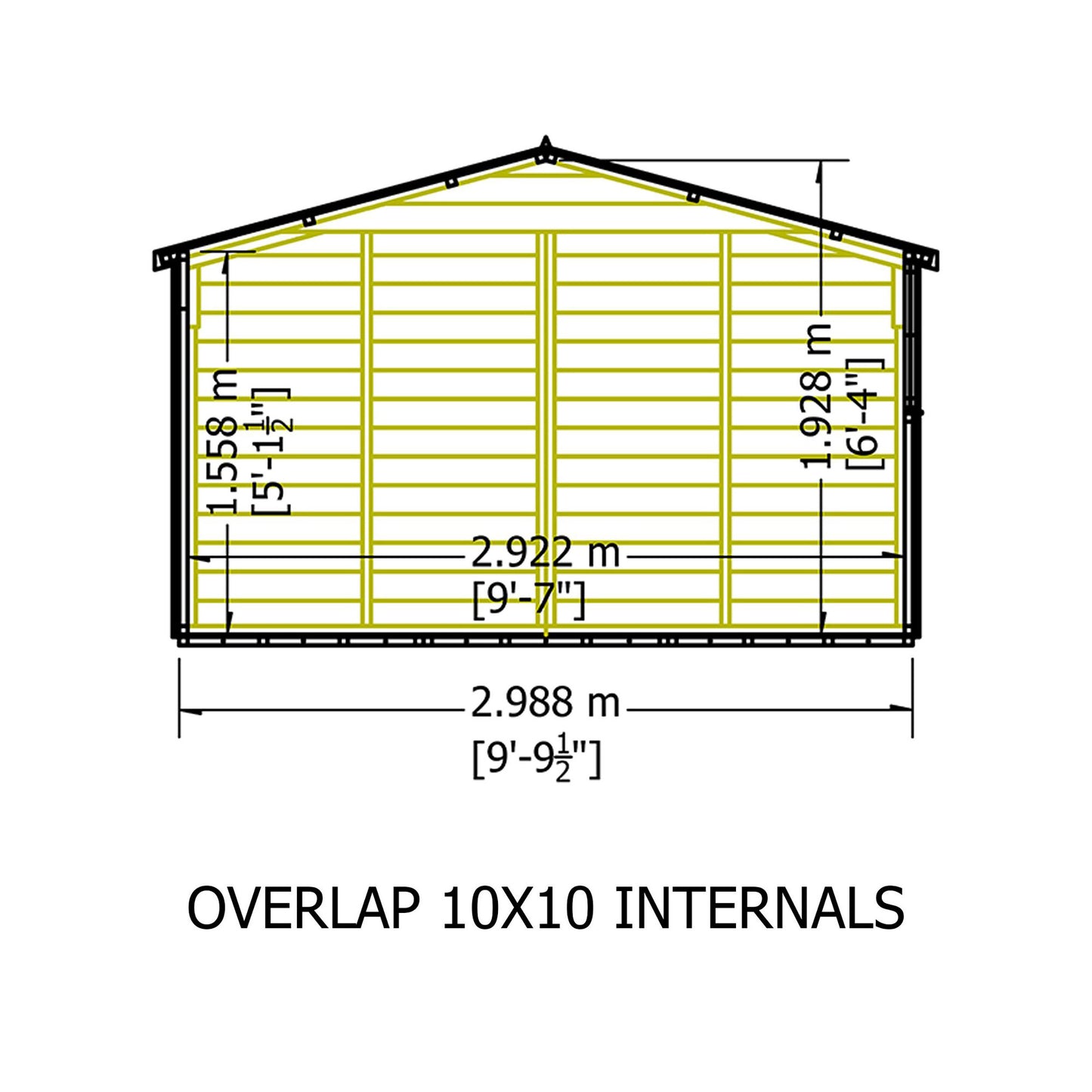 Garden Value Overlap 10 x 10 Apex Shed