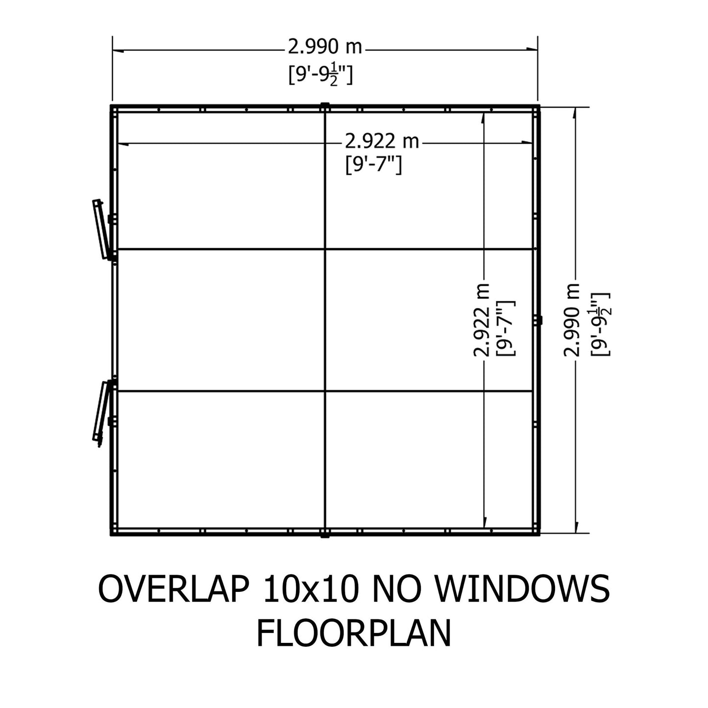 Garden Value Overlap 10 x 10 Windowless Shed