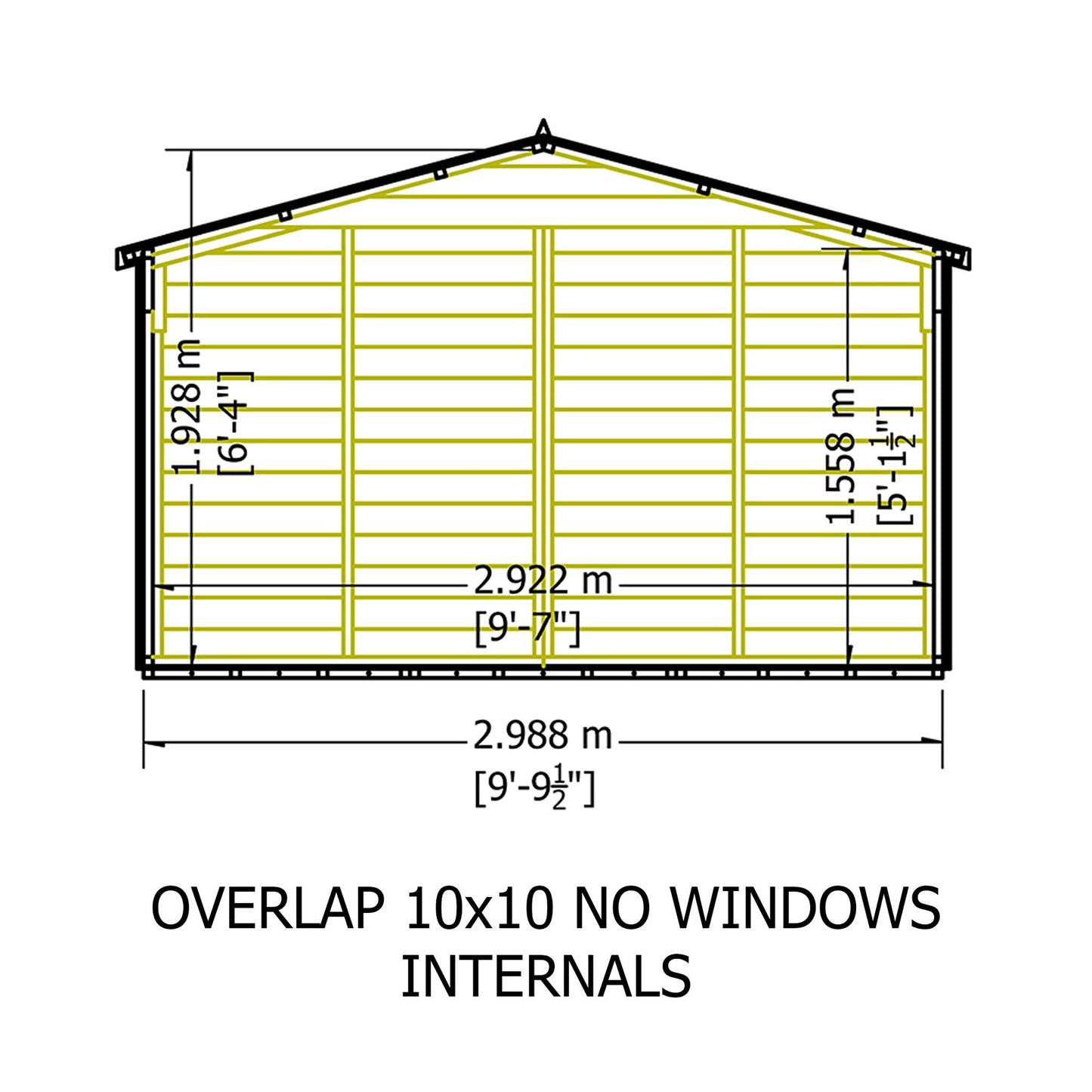 Garden Value Overlap 10 x 10 Windowless Shed