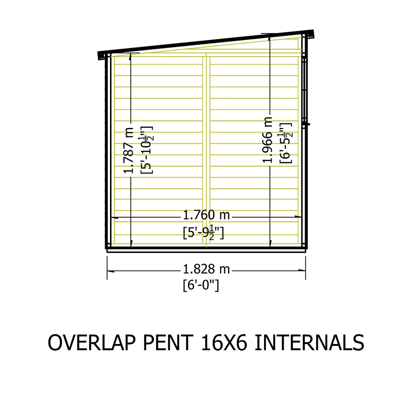 Garden Value 16 x 6 Overlap Pent Shed with windows
