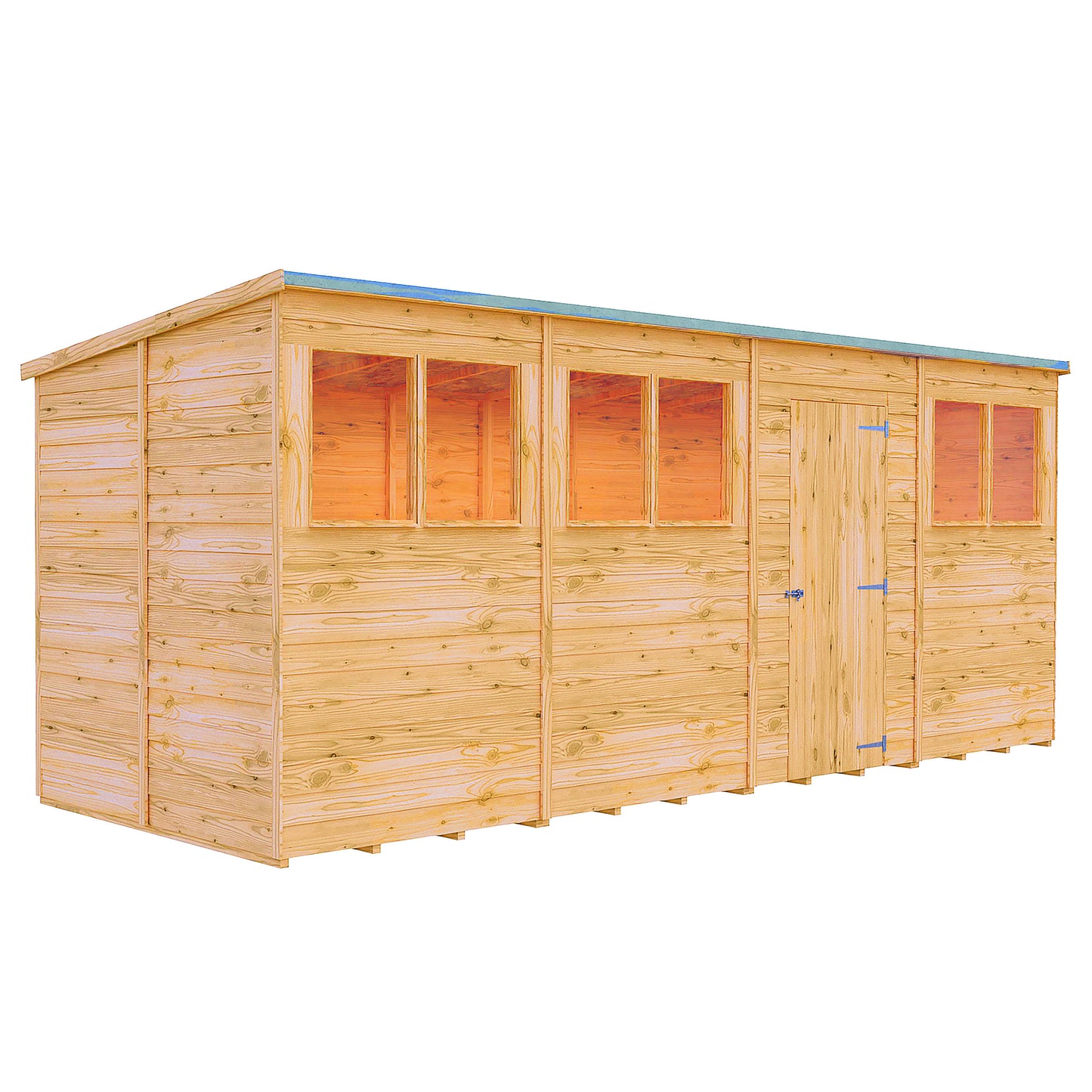 Garden Value 16 x 6 Overlap Pent Shed with windows