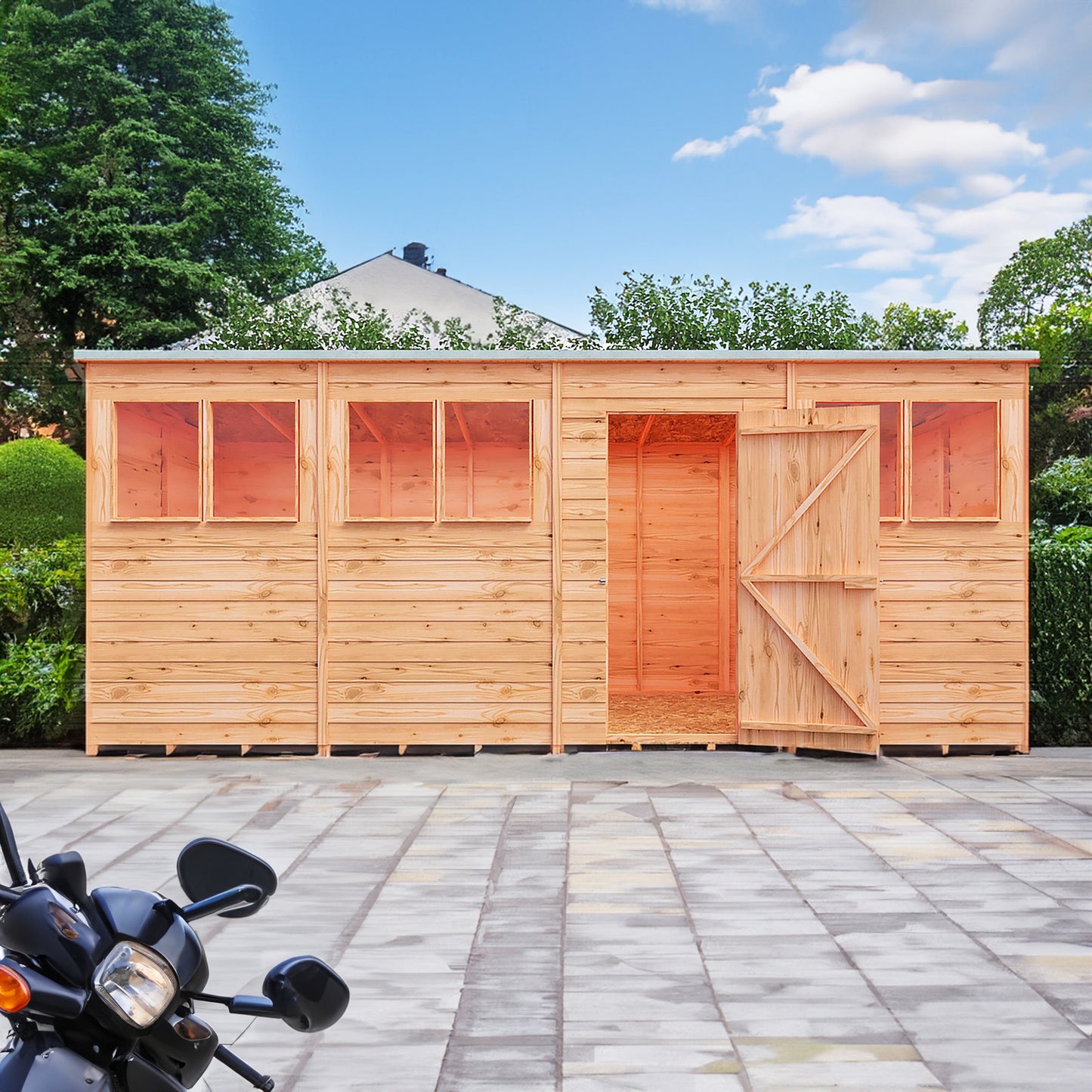 Garden Value 16 x 6 Overlap Pent Shed with windows