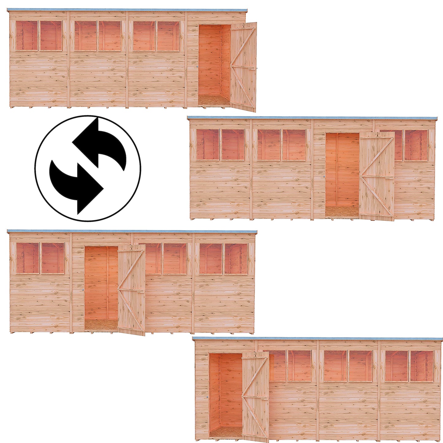 Garden Value 16 x 6 Overlap Pent Shed with windows