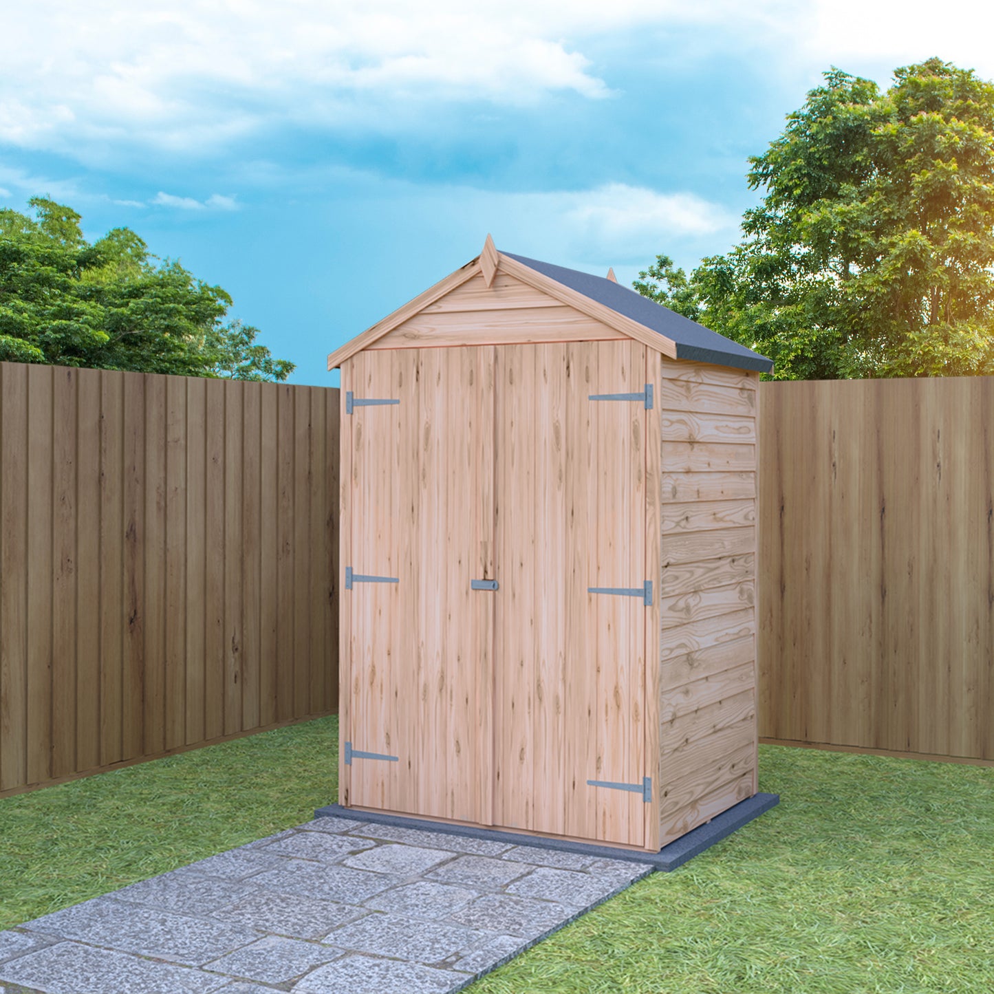 Garden Value Overlap 4 x 3 Double Door Shed with shelves