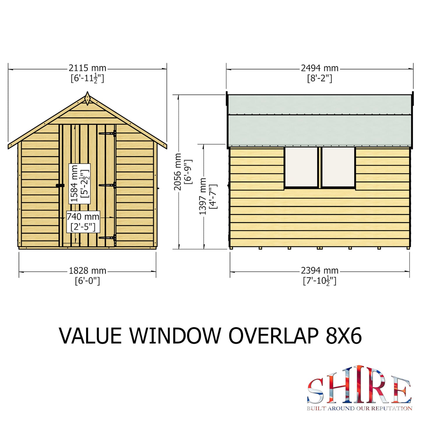 Garden Value Overlap 8 x 6 Shed with Window