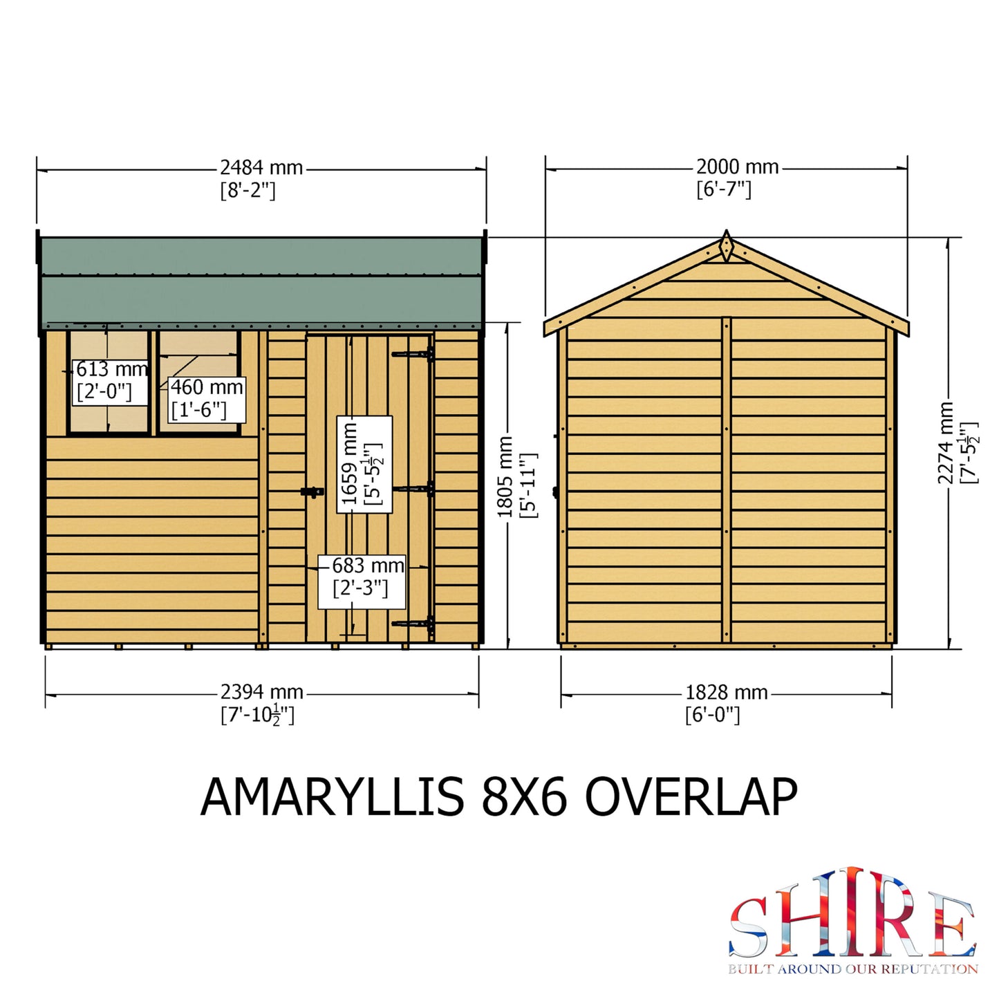 Garden Value Overlap 6 x 8 Reverse Apex Shed