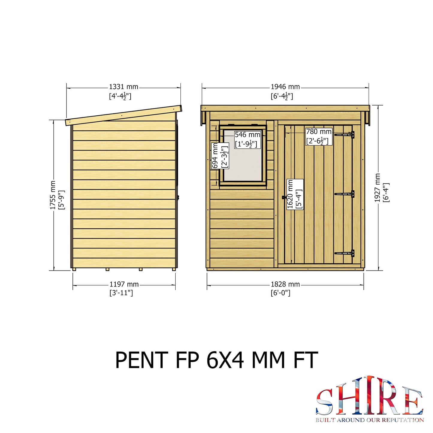 Pent 6 x 4 Shiplap Shed