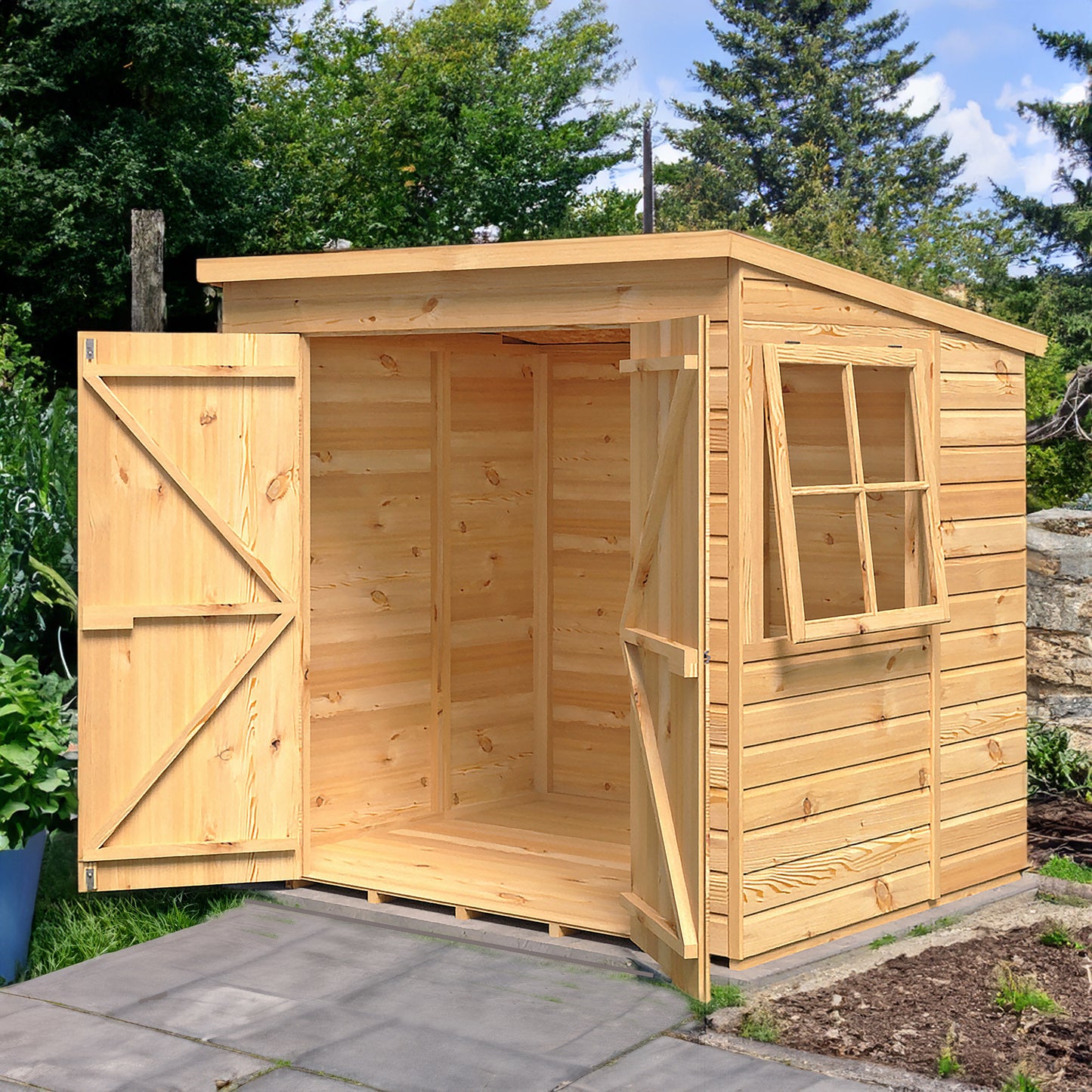 Pent 7 x 5 Double Door Shiplap Shed