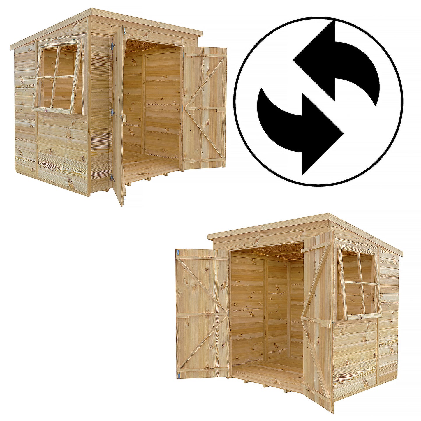 Pent 7 x 5 Double Door Shiplap Shed