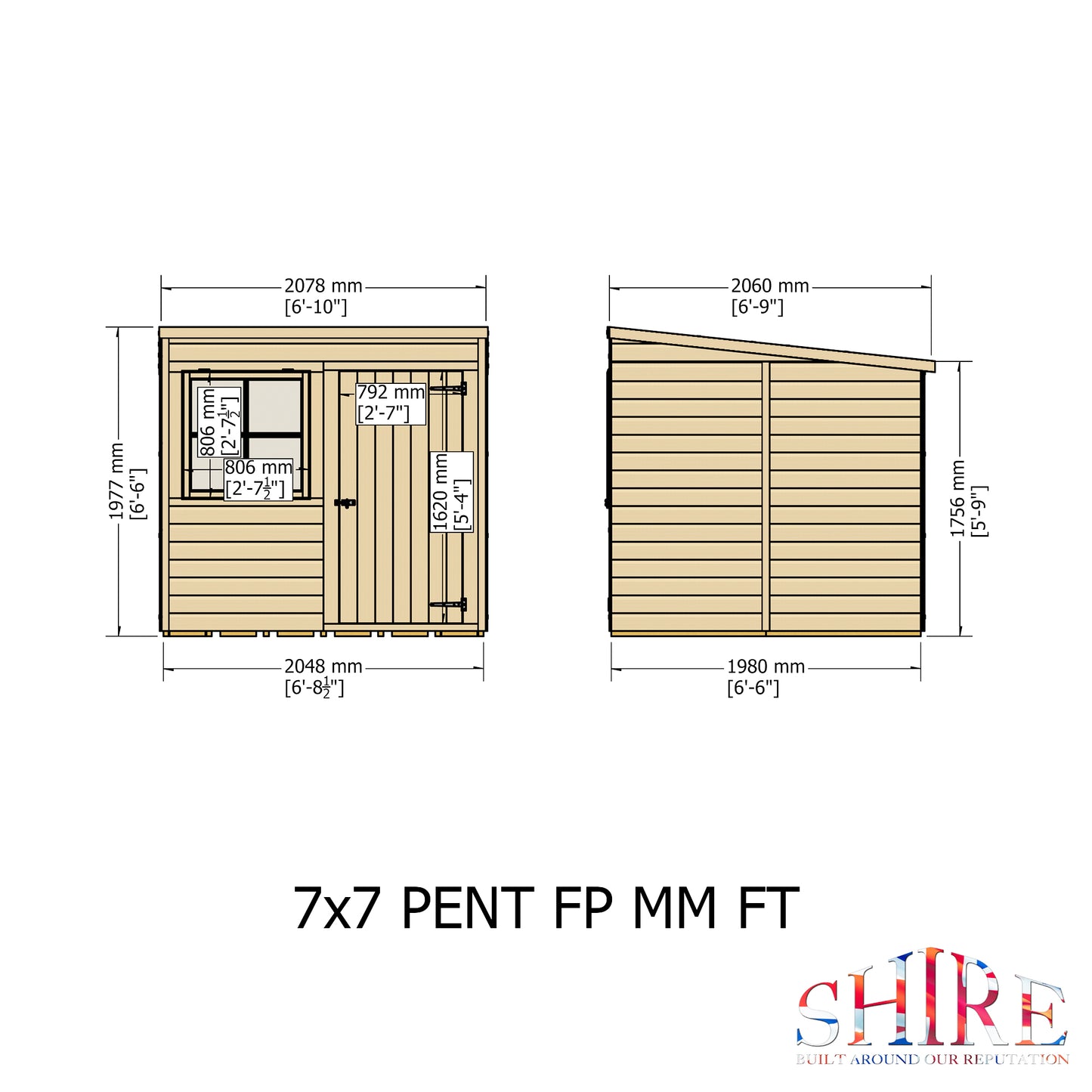 Pent 7 x 7 Shiplap Shed