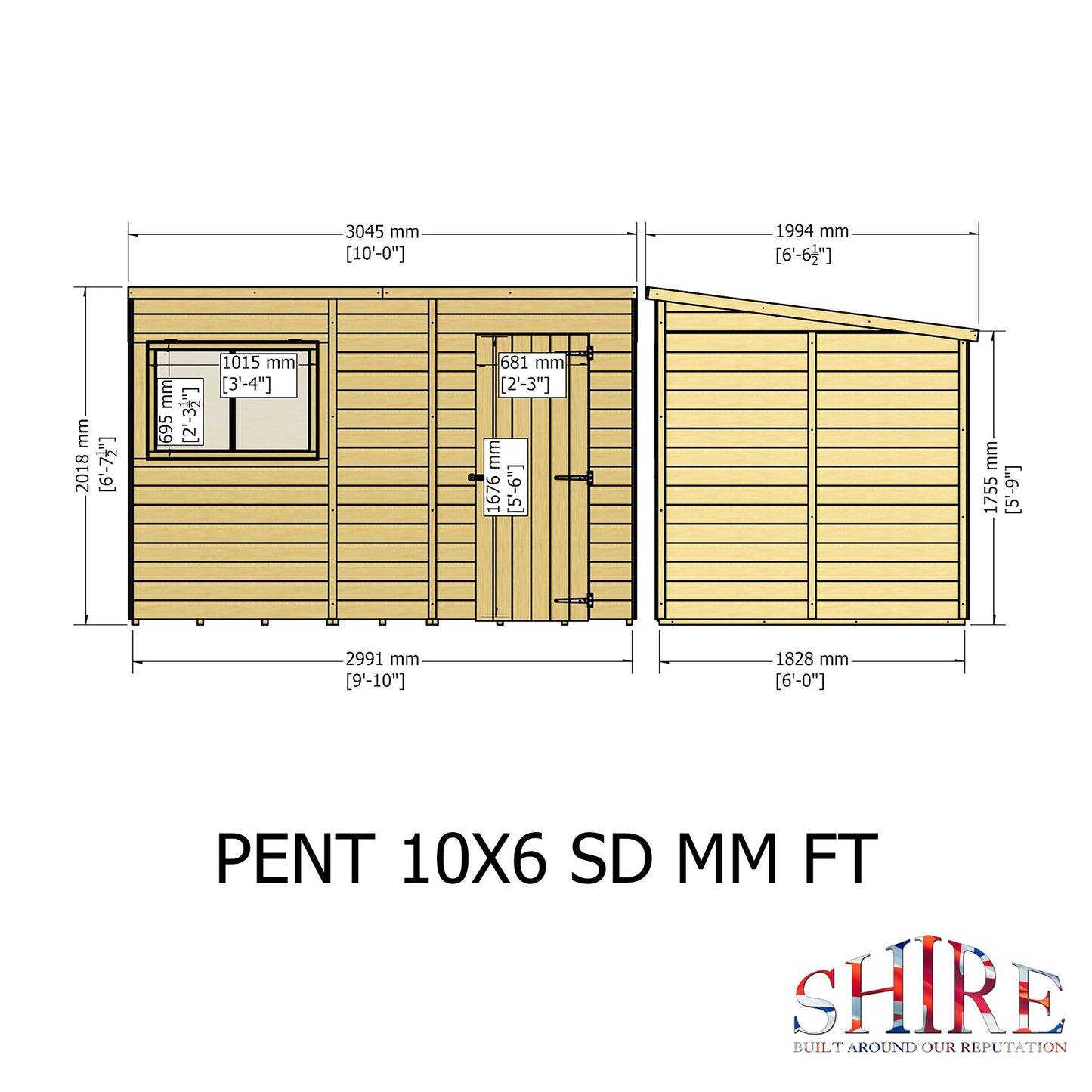 Pent 10 x 6 Shiplap Shed