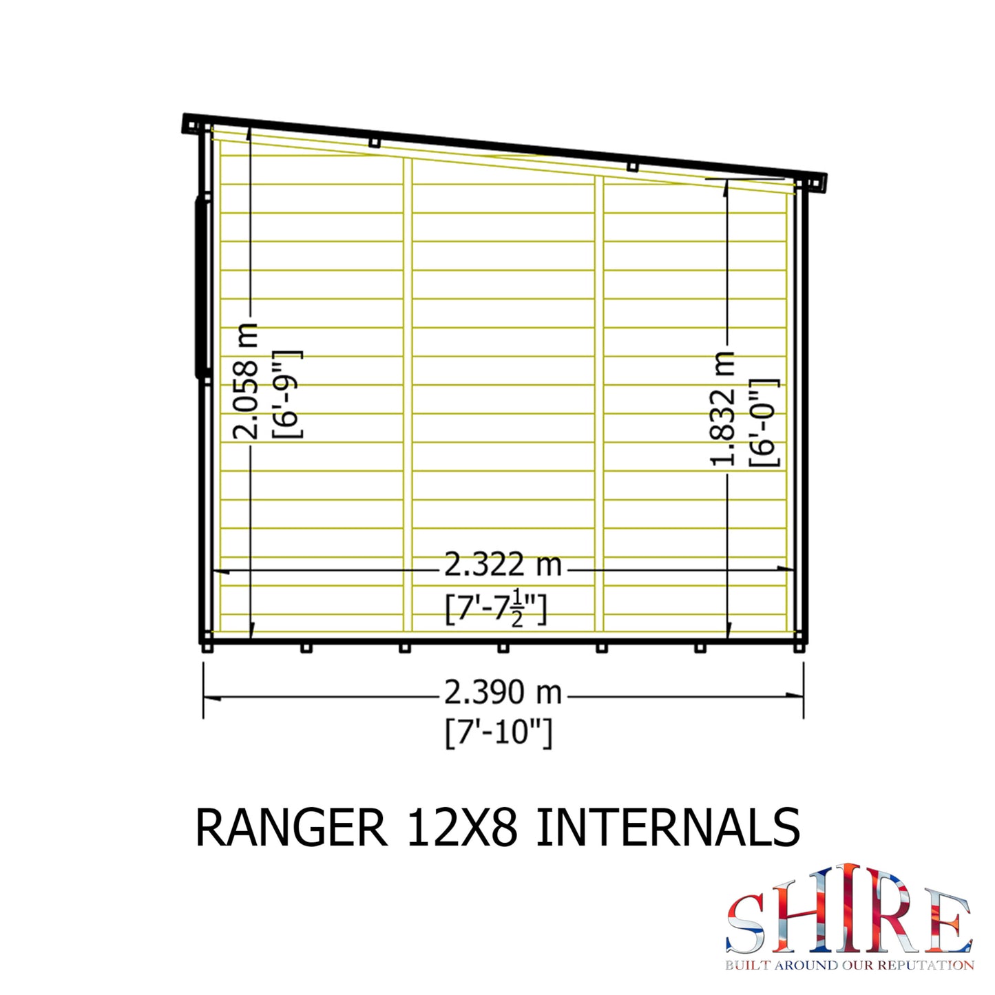 Ranger 12 x 8 Pent Shiplap Shed