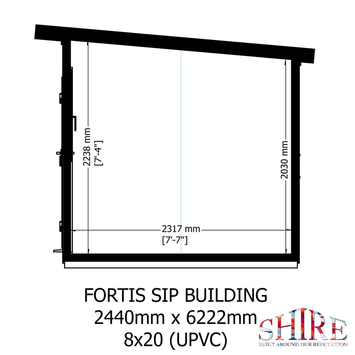 Fortis 20x8ft Style A Left Hand Hung Door, Door in High  Side, Window in High Side