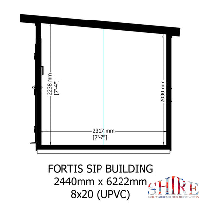 Fortis 20x8ft Style A Left Hand Hung Door, Door in High  Side, Window in High Side