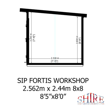 Fortis 8x8ft Style C Left Hand Hung Door, Door in High  Side, Window in High Side