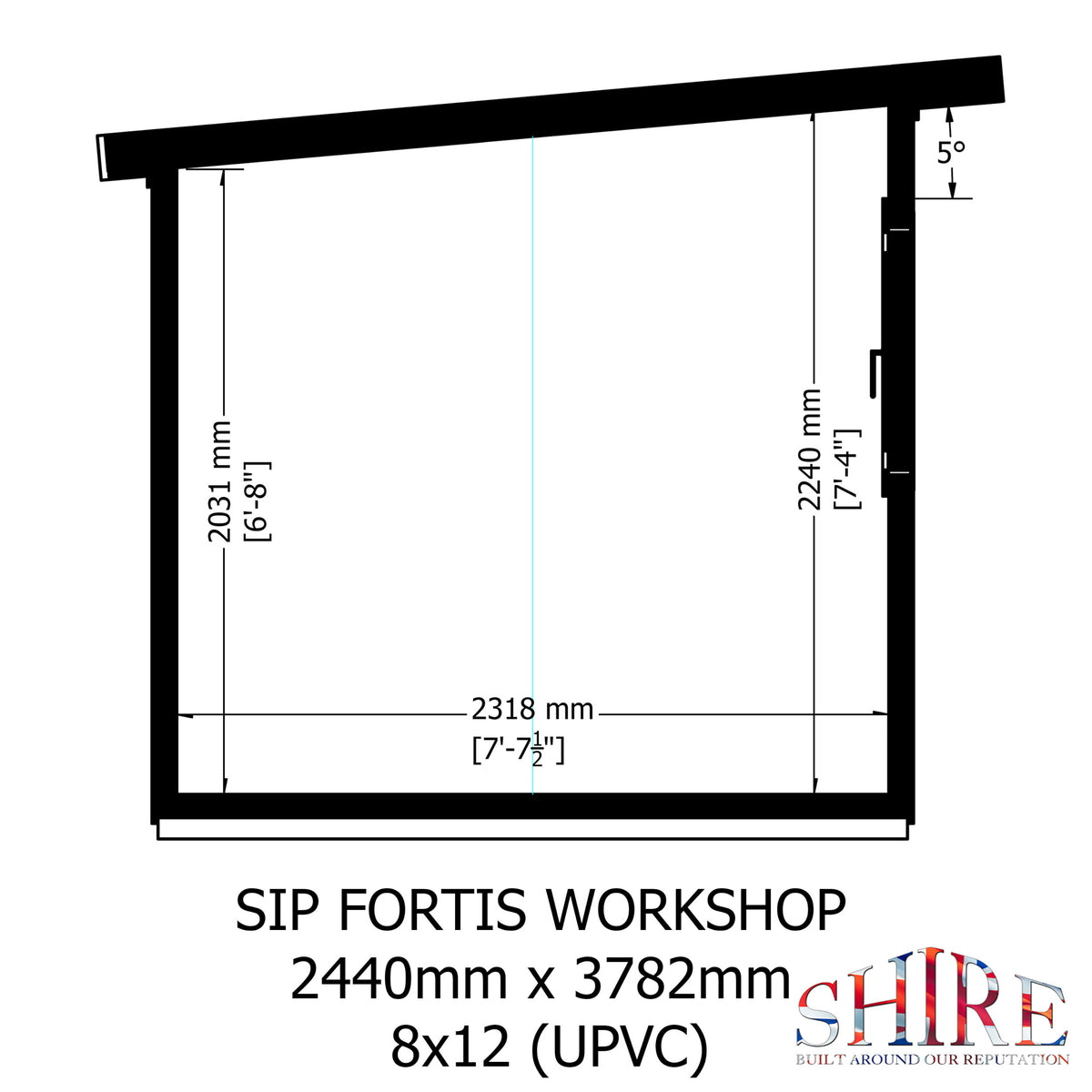 Fortis 12x8ft Style B Left Hand Hung Door, Door in High  Side, Window in High Side