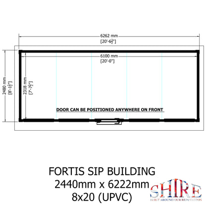Fortis 20x8ft Style D Left Hand Hung Door, Door in High  Side, Window in High Side
