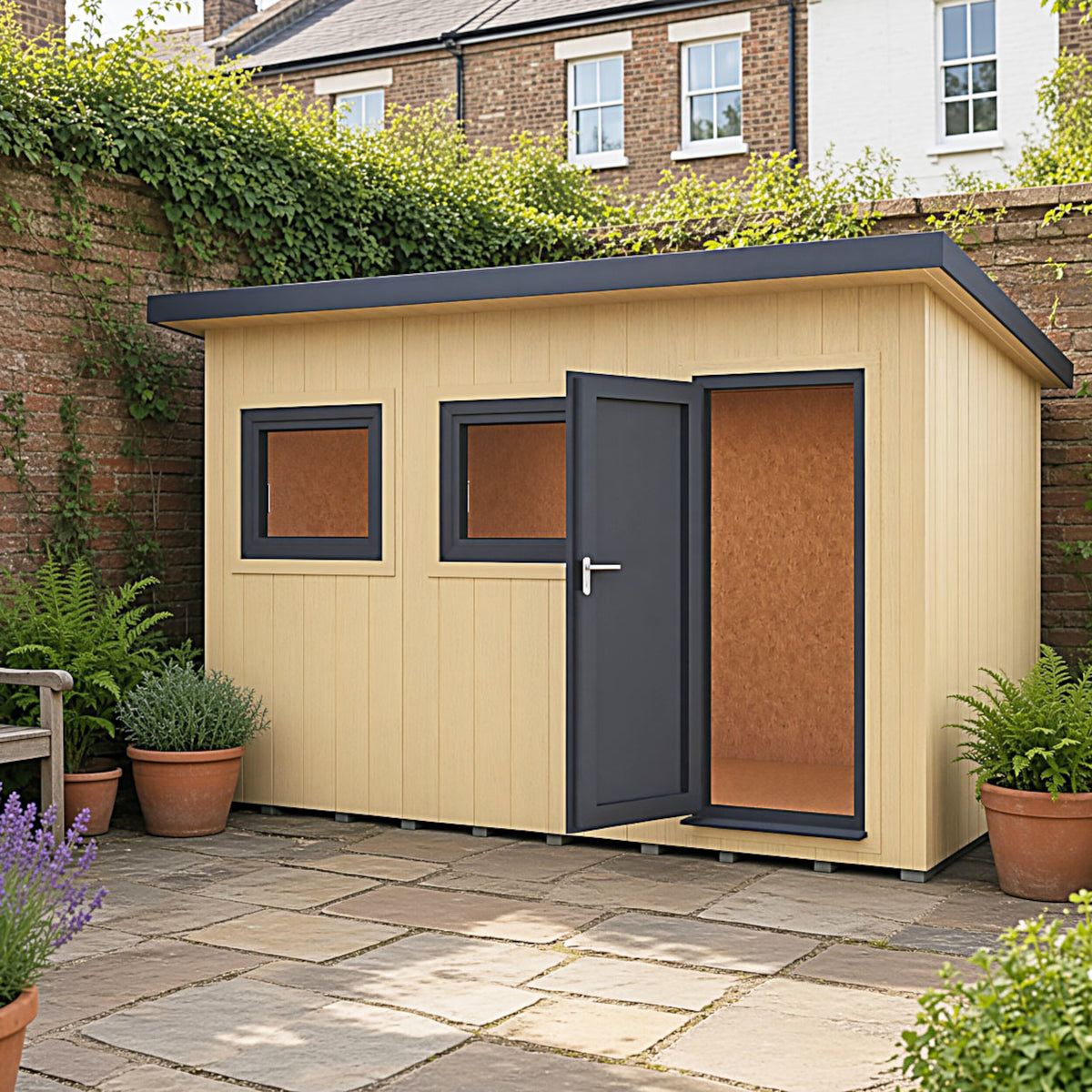 Fortis 12x8ft Style C Left Hand Hung Door, Door in High  Side, Window in High Side