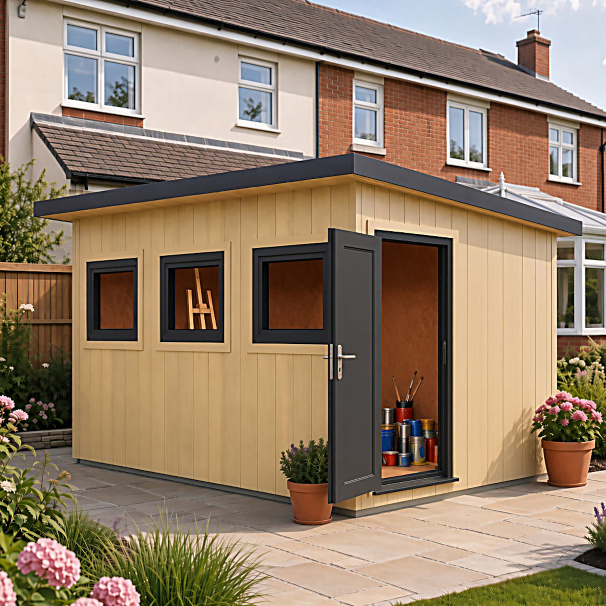 Fortis 12x8ft Style B Left Hand Hung Door, Door in High  Side, Window in High Side