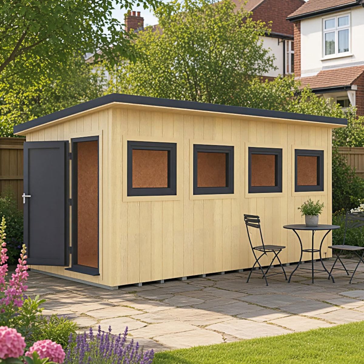 Fortis 16x8ft Style A Left Hand Hung Door, Door in High  Side, Window in High Side