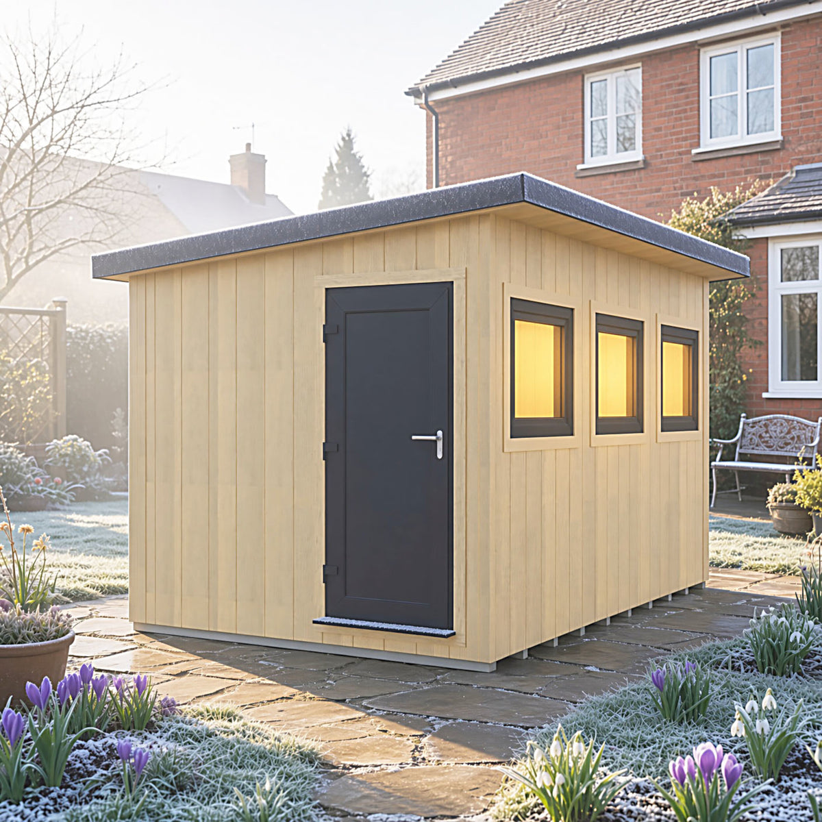 Fortis 12x8ft Style A Left Hand Hung Door, Door in High  Side, Window in High Side