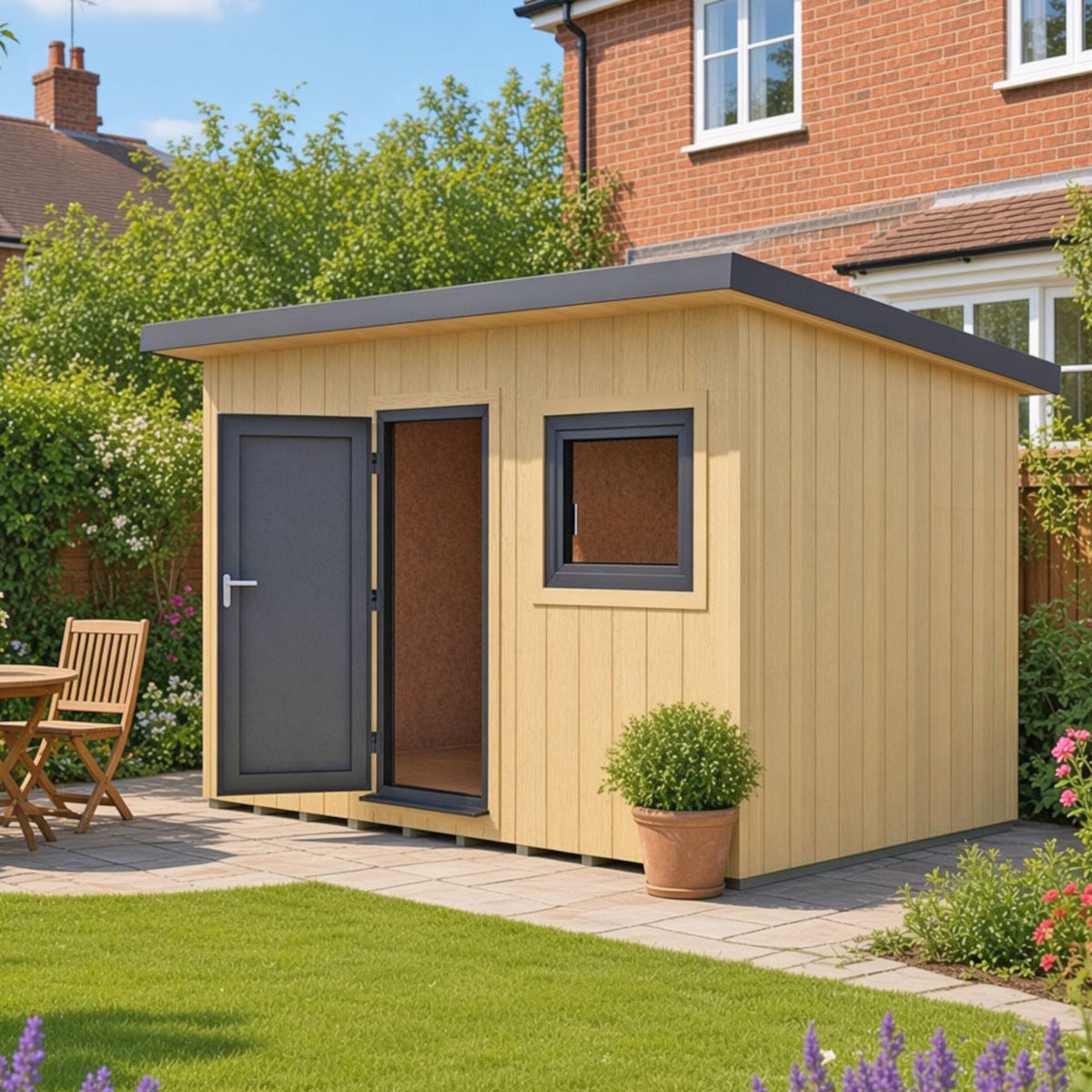 Fortis 12x8ft Style E Left Hand Hung Door, Door in High  Side, Window in High Side