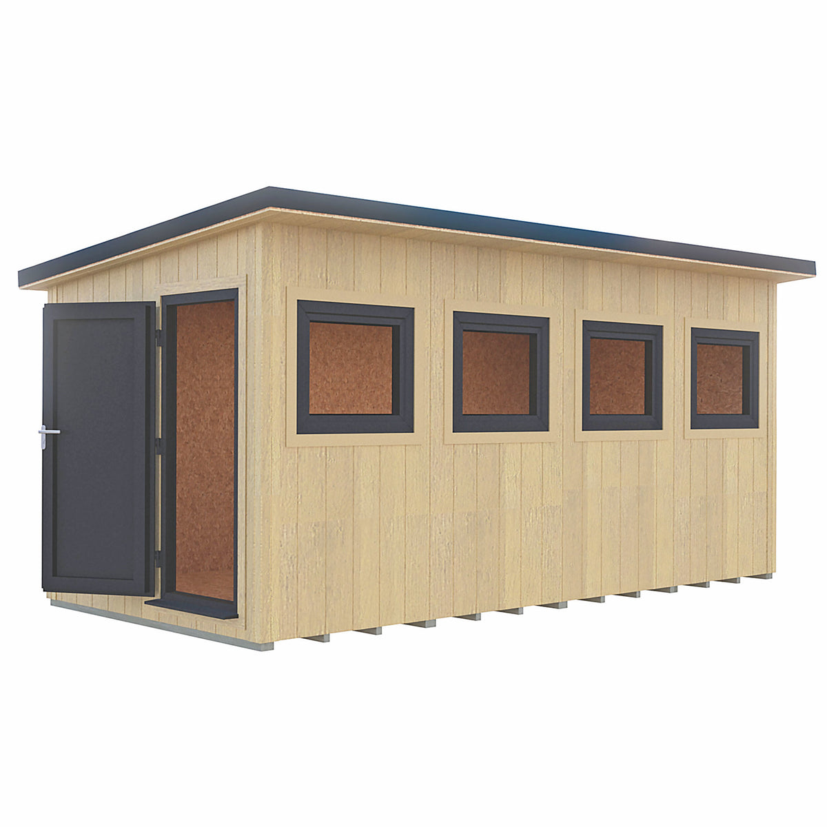 Fortis 16x8ft Style A Left Hand Hung Door, Door in High  Side, Window in High Side