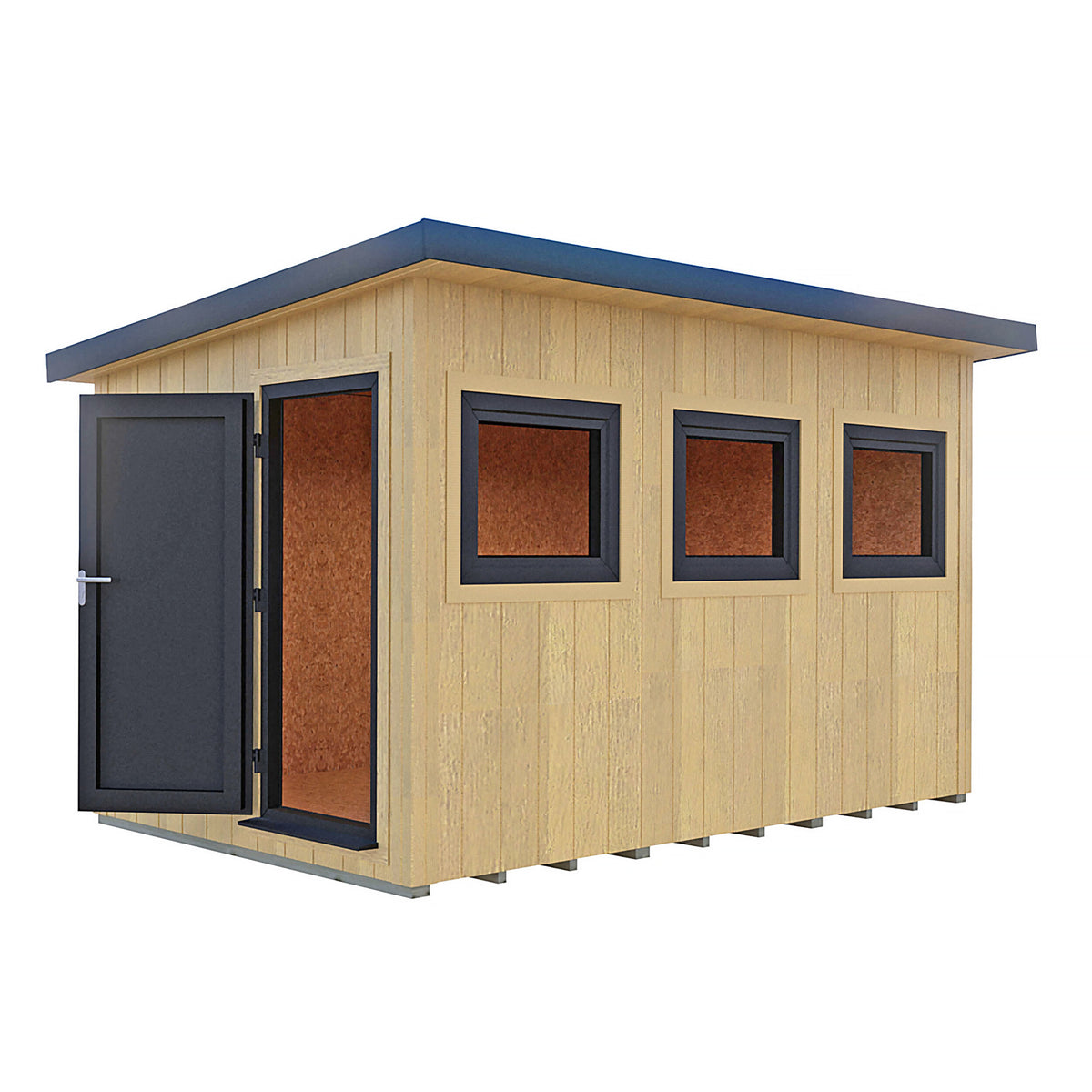 Fortis 12x8ft Style A Left Hand Hung Door, Door in High  Side, Window in High Side