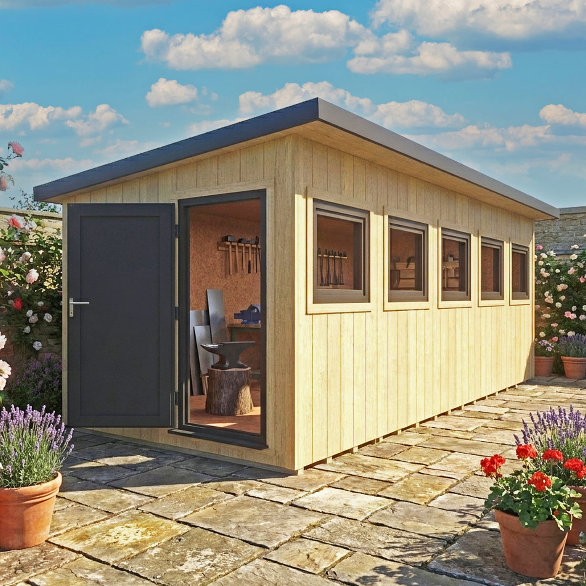 Fortis 20x8ft Style A Left Hand Hung Door, Door in High  Side, Window in High Side
