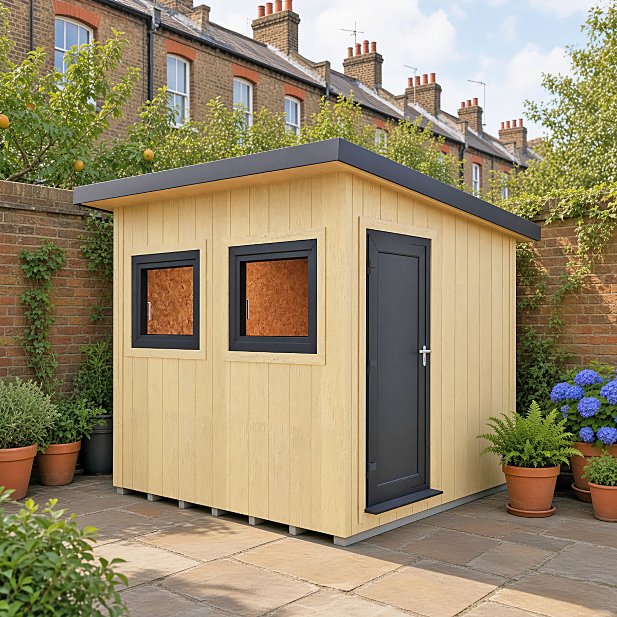 Fortis 8x8ft Style B Left Hand Hung Door, Door in High  Side, Window in High Side