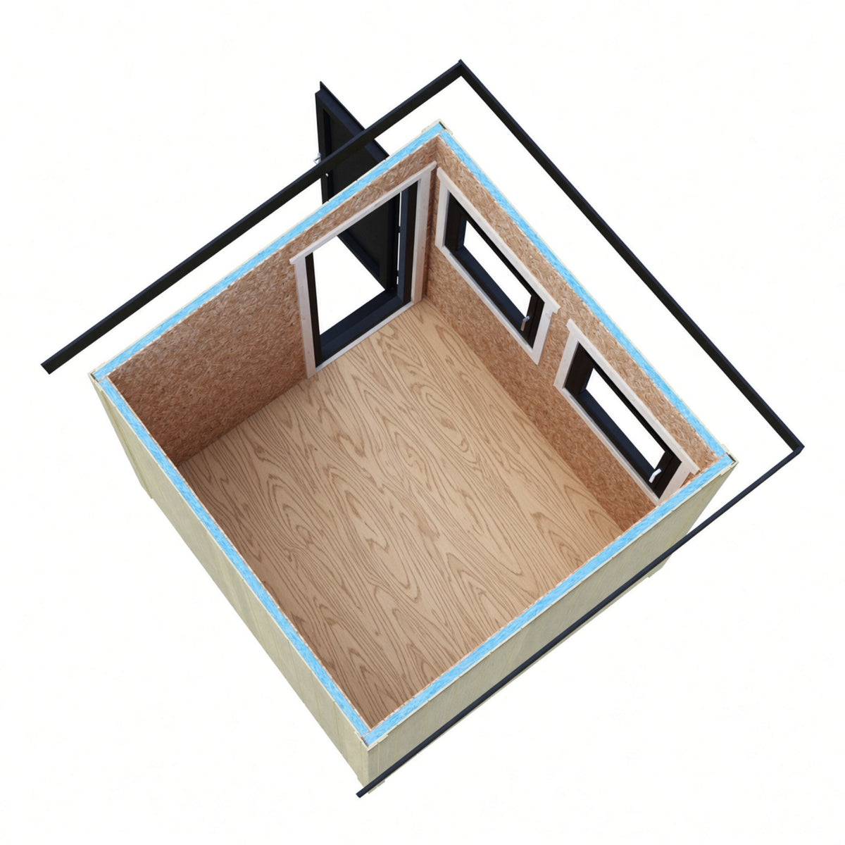 Fortis 8x8ft Style B Left Hand Hung Door, Door in High  Side, Window in High Side