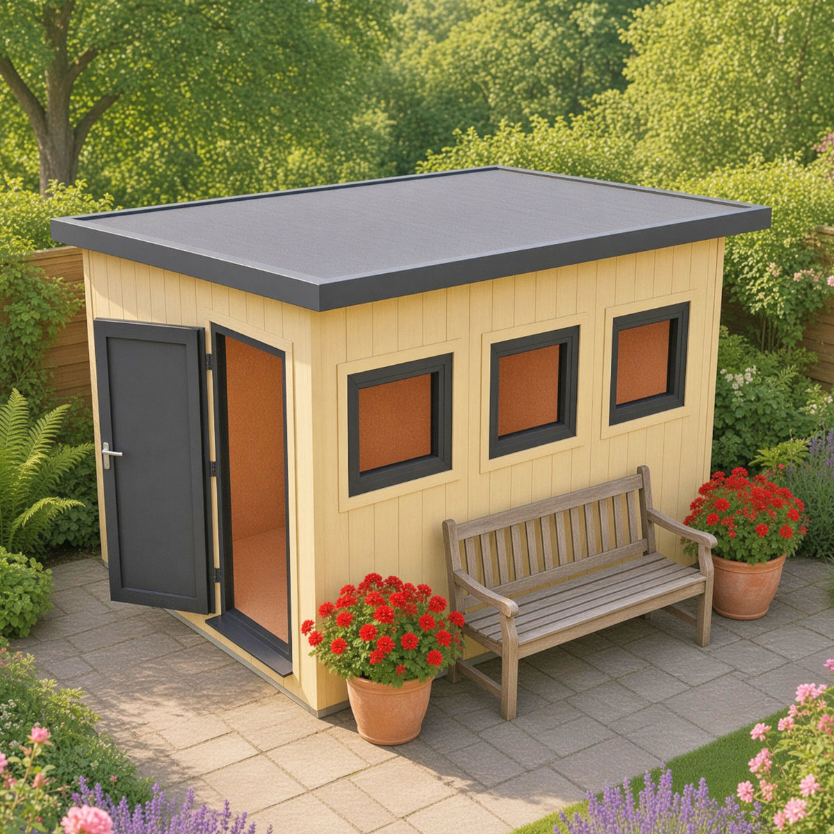Fortis 12x8ft Style A Left Hand Hung Door, Door in High  Side, Window in High Side