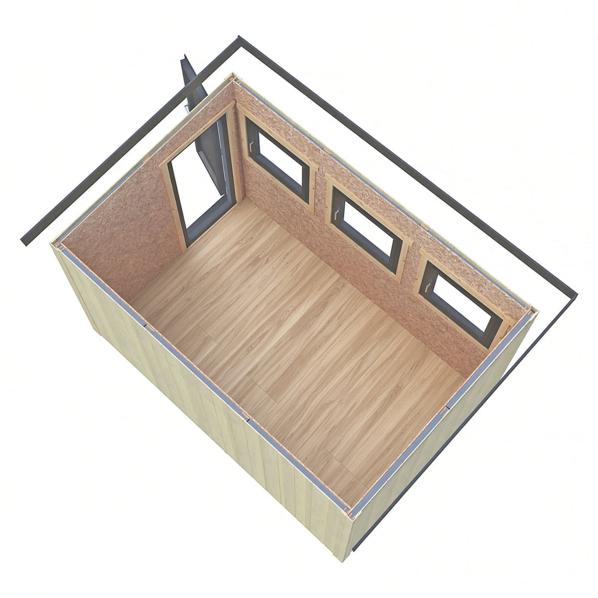 Fortis 12x8ft Style B Left Hand Hung Door, Door in High  Side, Window in High Side