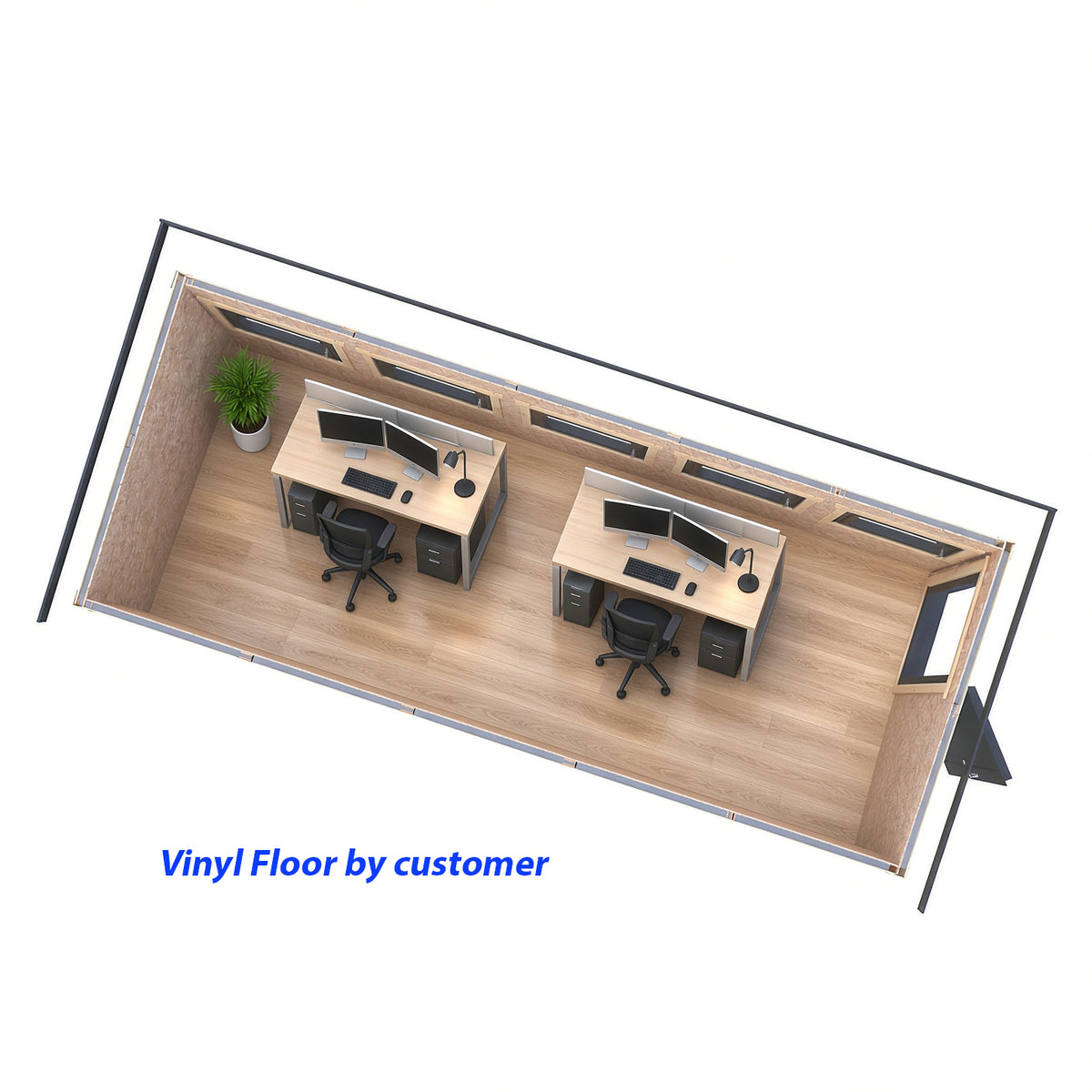 Fortis 20x8ft Style A Left Hand Hung Door, Door in High  Side, Window in High Side
