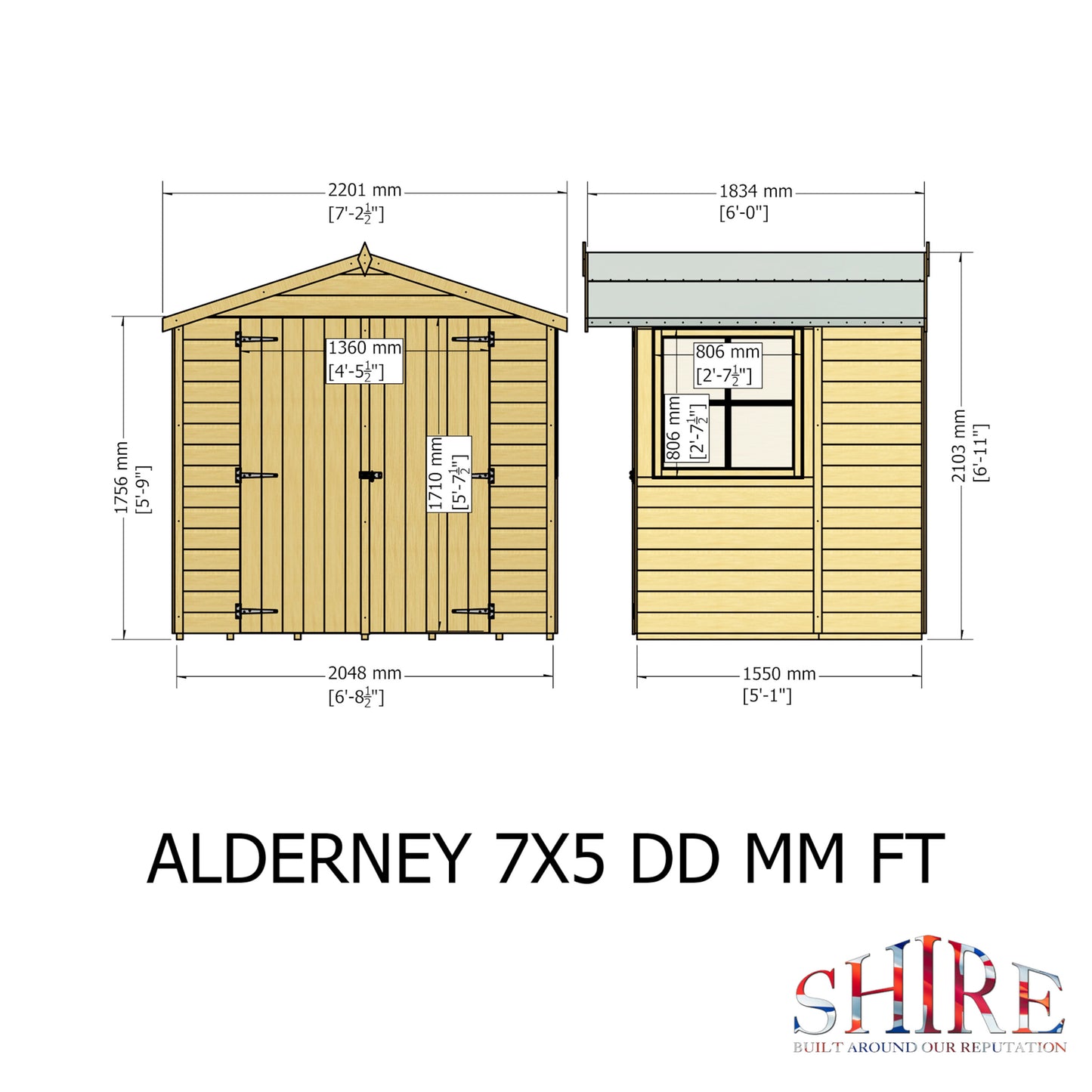 Alderney 7 x 5 Shiplap Apex Shed